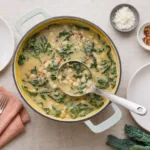 quick healthy kale soup in bowl