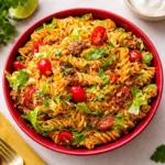 quick taco pasta salad with beef and doritos