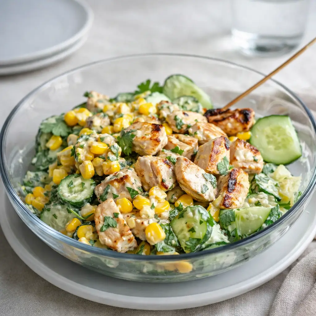 Street Corn Creamy Cucumber Chicken Salad – Quick, Creamy & Delicious