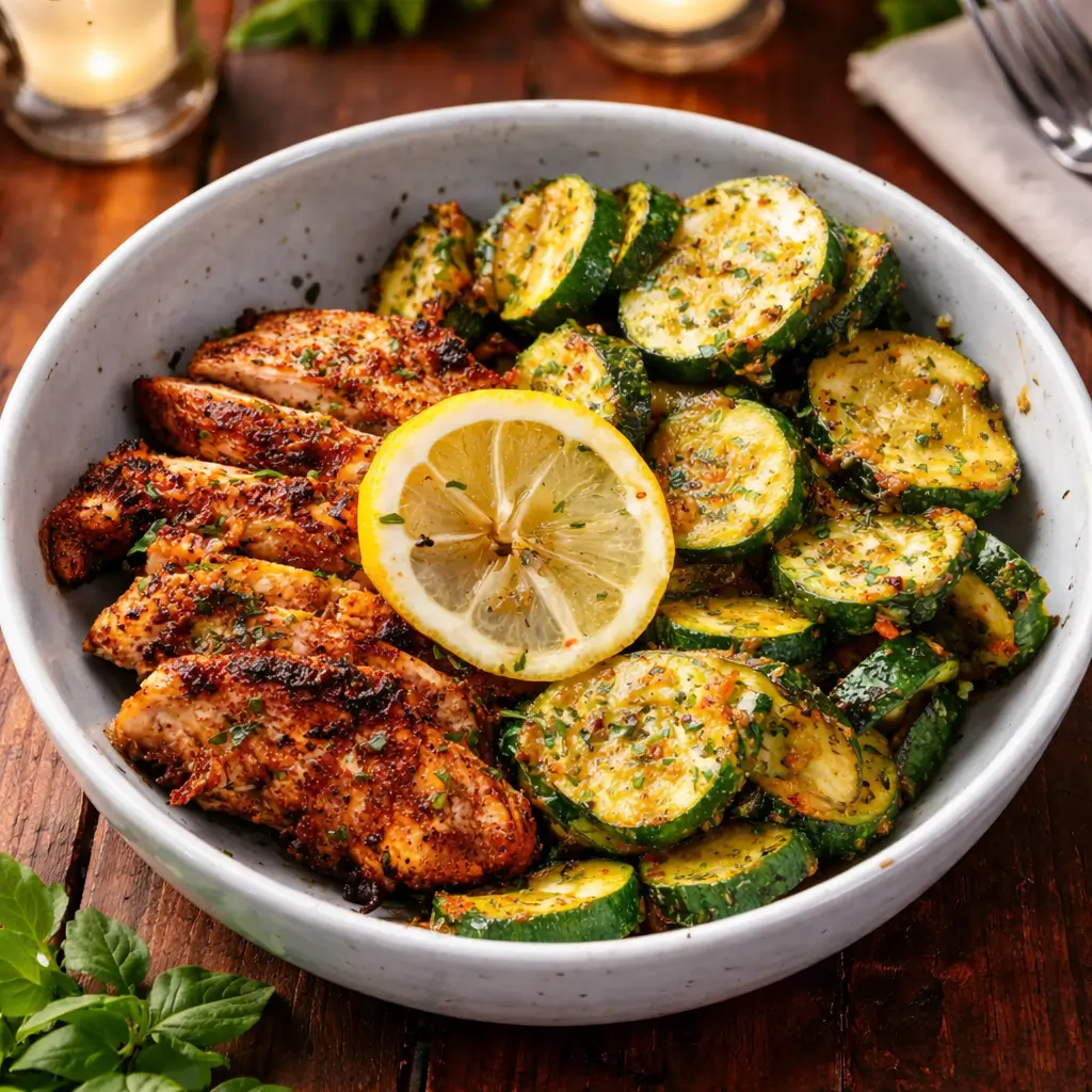 Asado Chicken with Lemon Zucchini Sauté