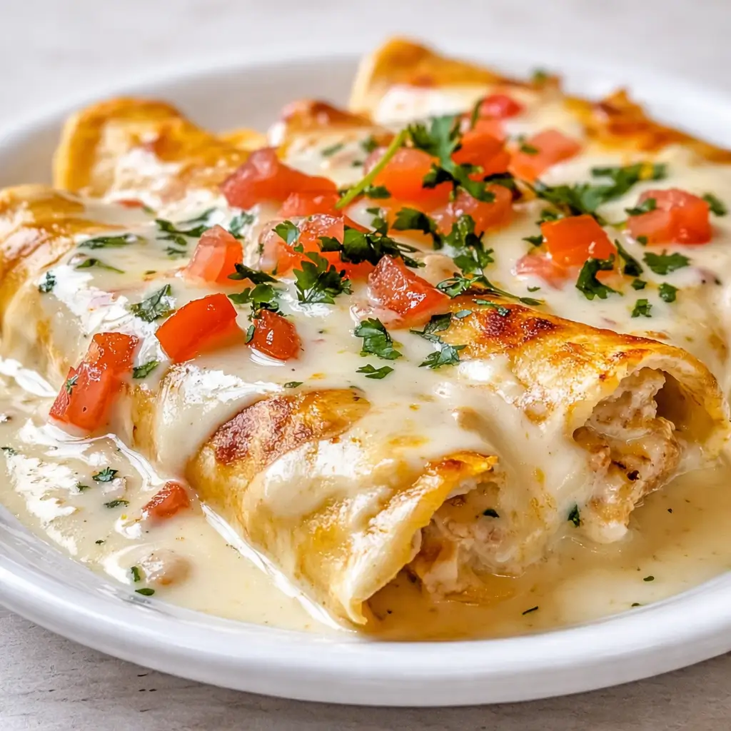 Chicken Enchiladas with Sour Cream White Sauce