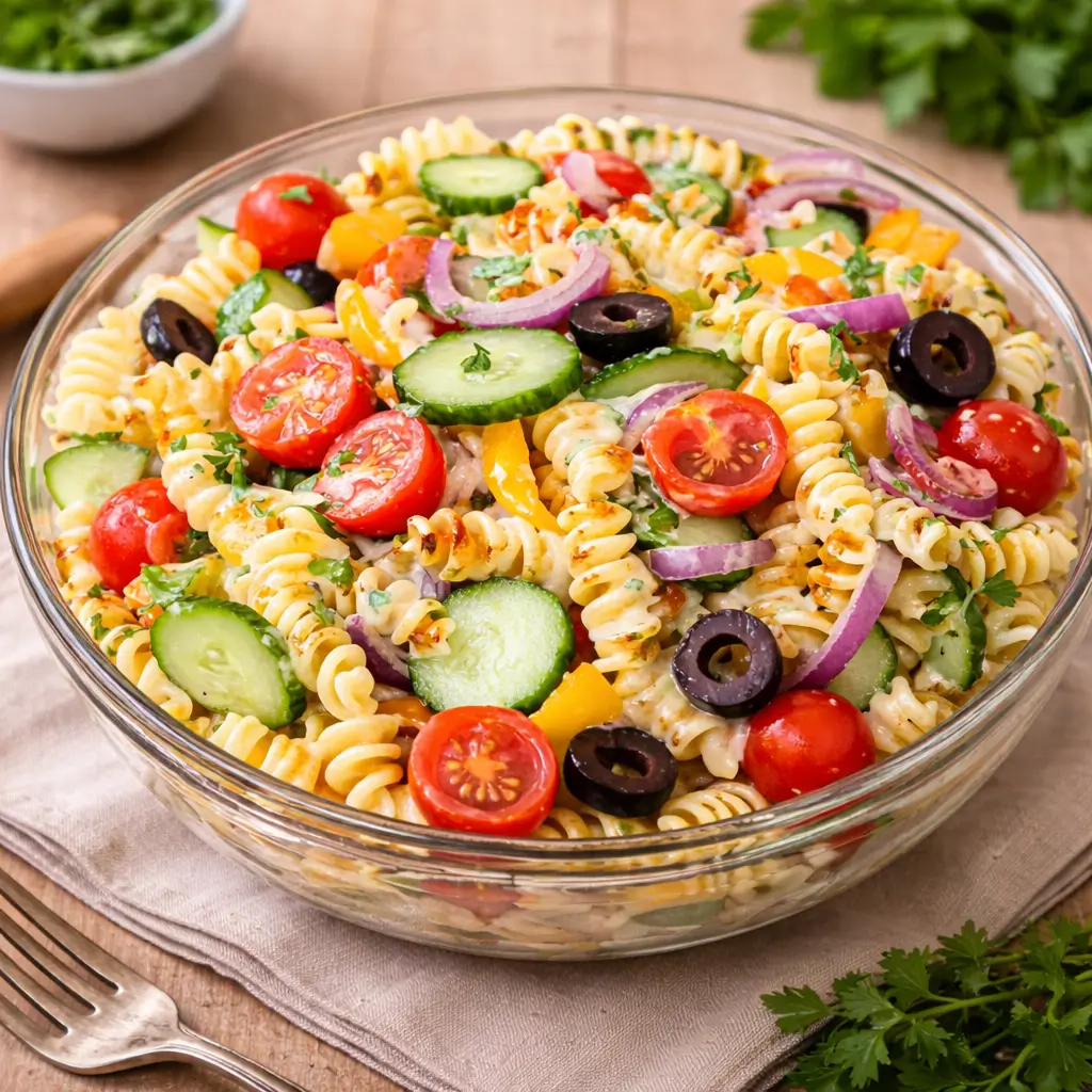 Colorful and Creamy Pasta Salad