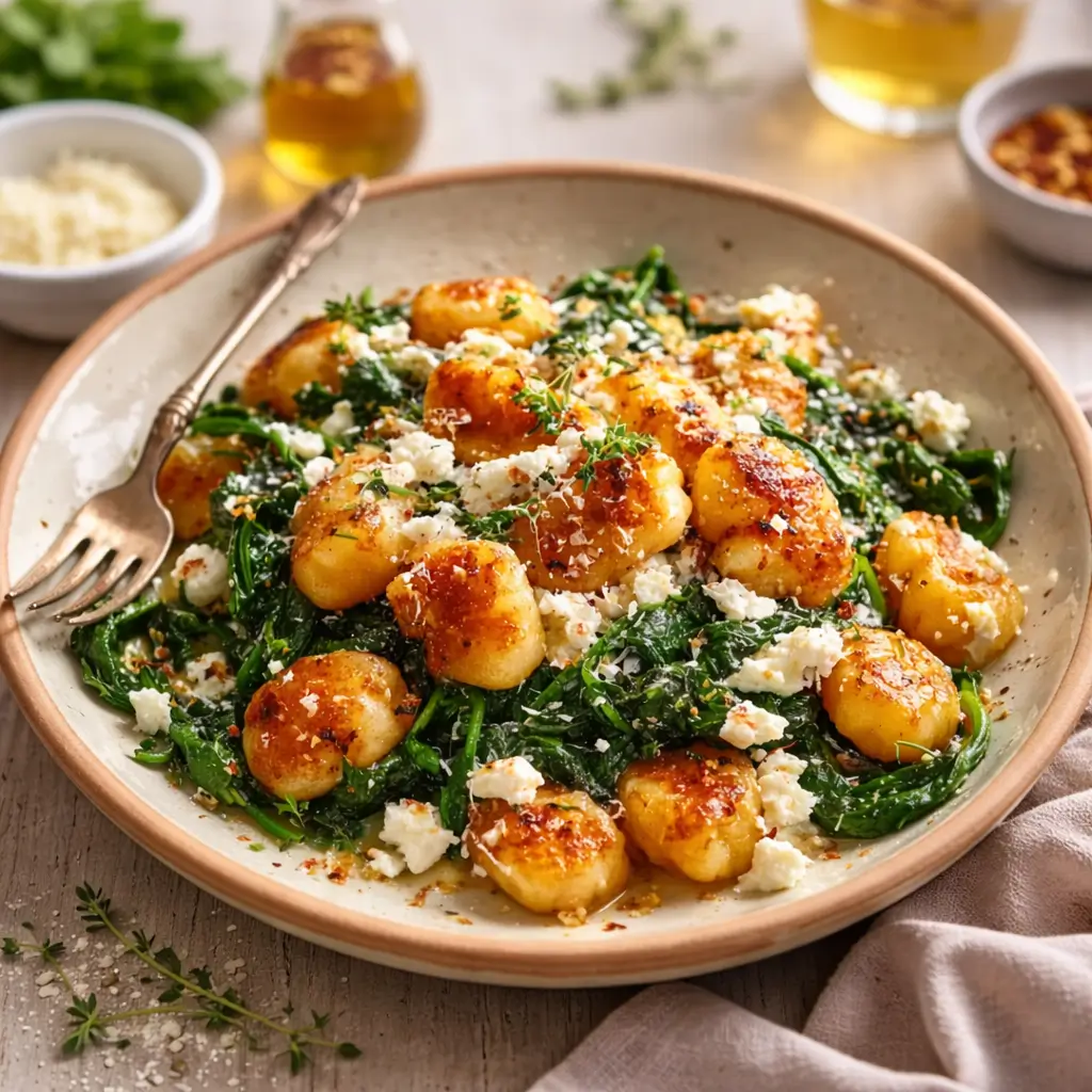 Crispy Gnocchi With Spinach And Feta: A Quick Weeknight Wonder