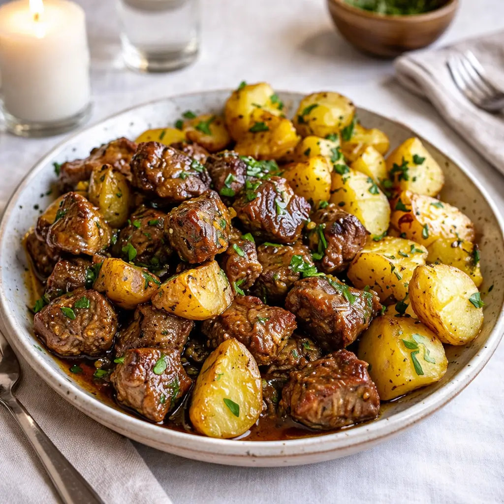Garlic Butter Beef Bites and Potatoes: The Best Easy Slow Cooker Meal