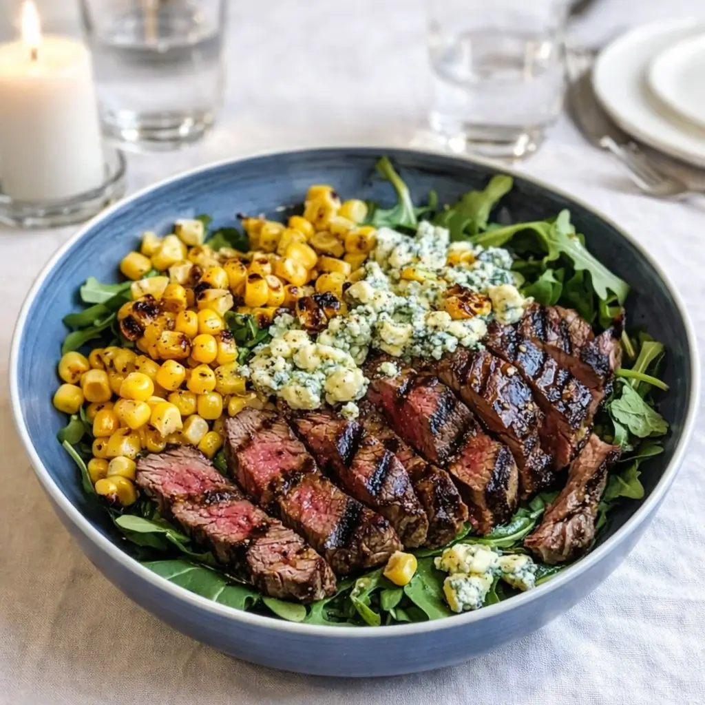 Grilled Balsamic Steak Salad with Gorgonzola and Corn