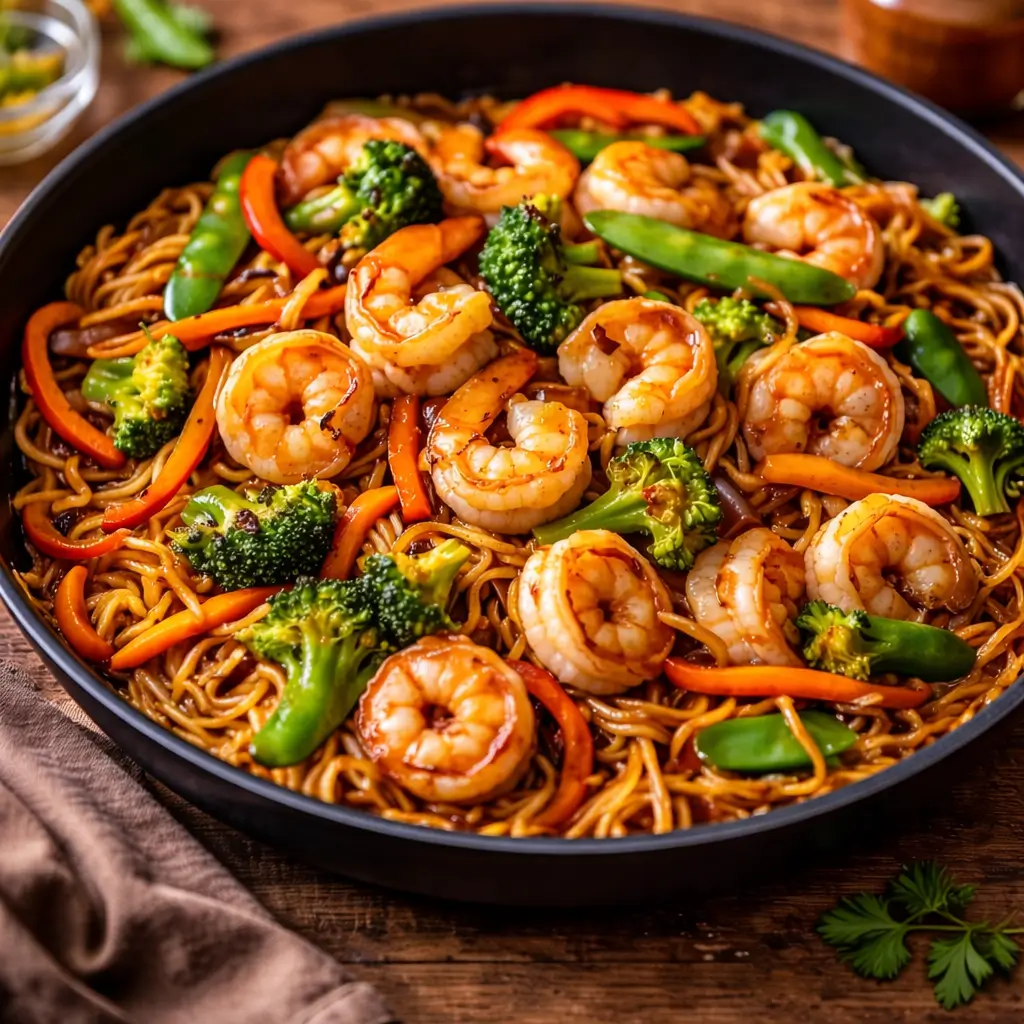High-Protein Shrimp Stir Fry with Noodles