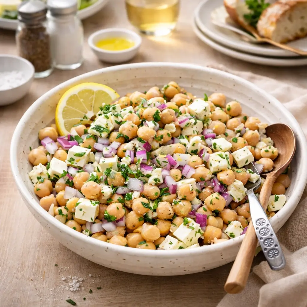 Lemony Chickpea Feta Salad: A Refreshing Mediterranean Delight