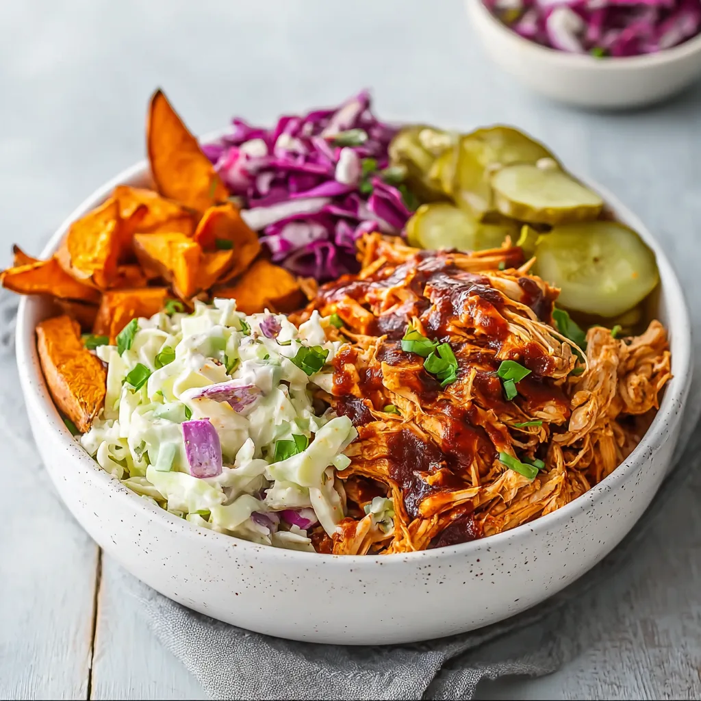 BBQ Chicken Bowls with Sweet Potatoes, Coleslaw, and Pickles Recipe: A Vibrant Family Feast