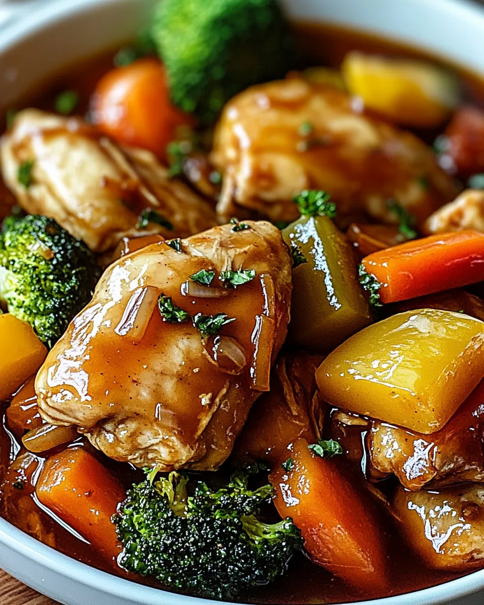Slow Cooker Honey Garlic Chicken And Veggies