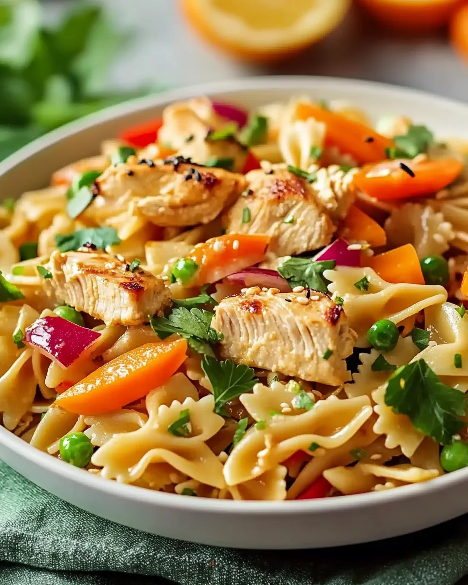 Crunchy Asian Chicken Pasta Salad
