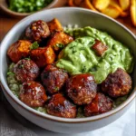 Barbecue Meatball Bowls with Avocado Goddess Sauce