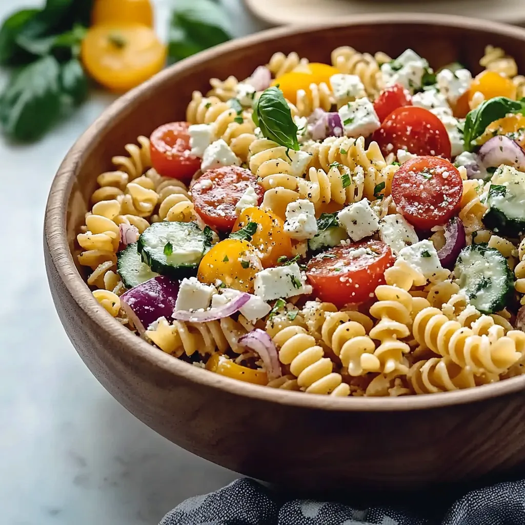 High Protein Greek Pasta Salad for Clean Eating