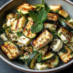 Grilled Zucchini Salad with Halloumi, Tahini & Mint