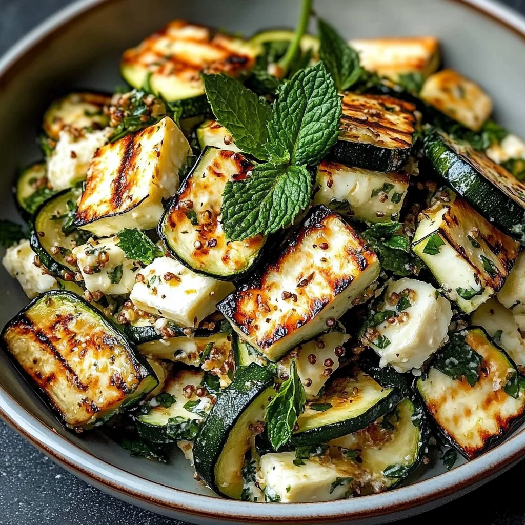 Grilled Zucchini Salad with Halloumi, Tahini &amp; Mint