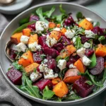 Creamy Roasted Beet Salad with Sweet Potato & Feta