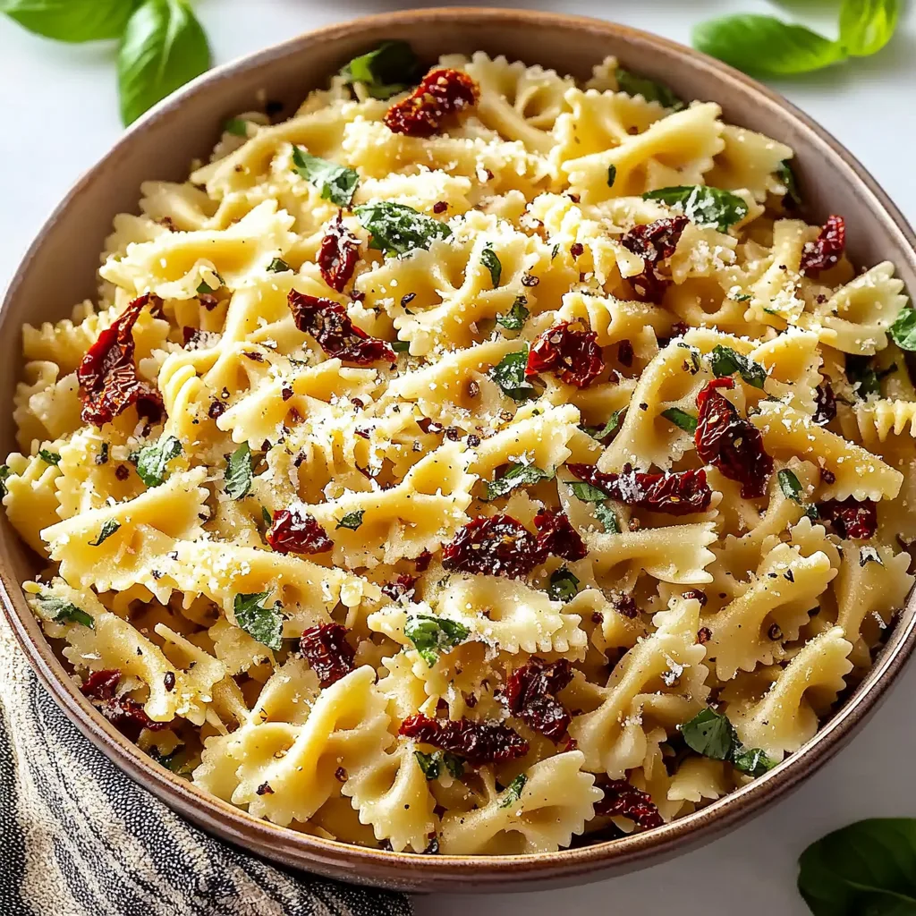 Delicious Pasta Salad with Basil and Sundried Tomatoes