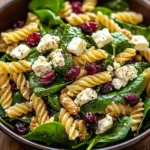Spinach Pasta Salad with Feta and Cranberries
