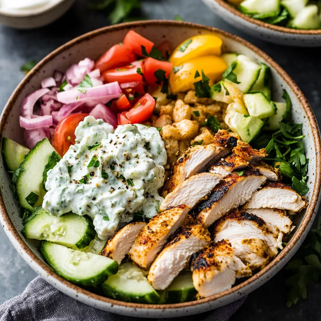 Greek Chicken Gyros Bowls with Tzatziki Sauce