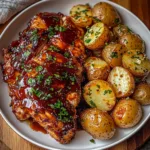 Honey BBQ Chicken with Garlic Parmesan Potatoes