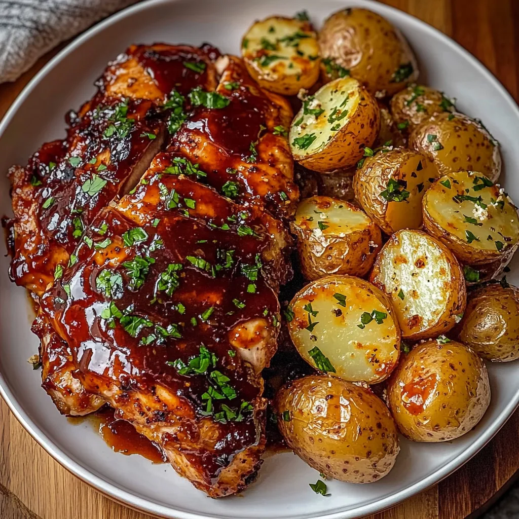 Honey BBQ Chicken with Garlic Parmesan Potatoes