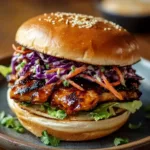 Korean BBQ Chicken Sandwich with Zesty Cabbage Slaw Bliss