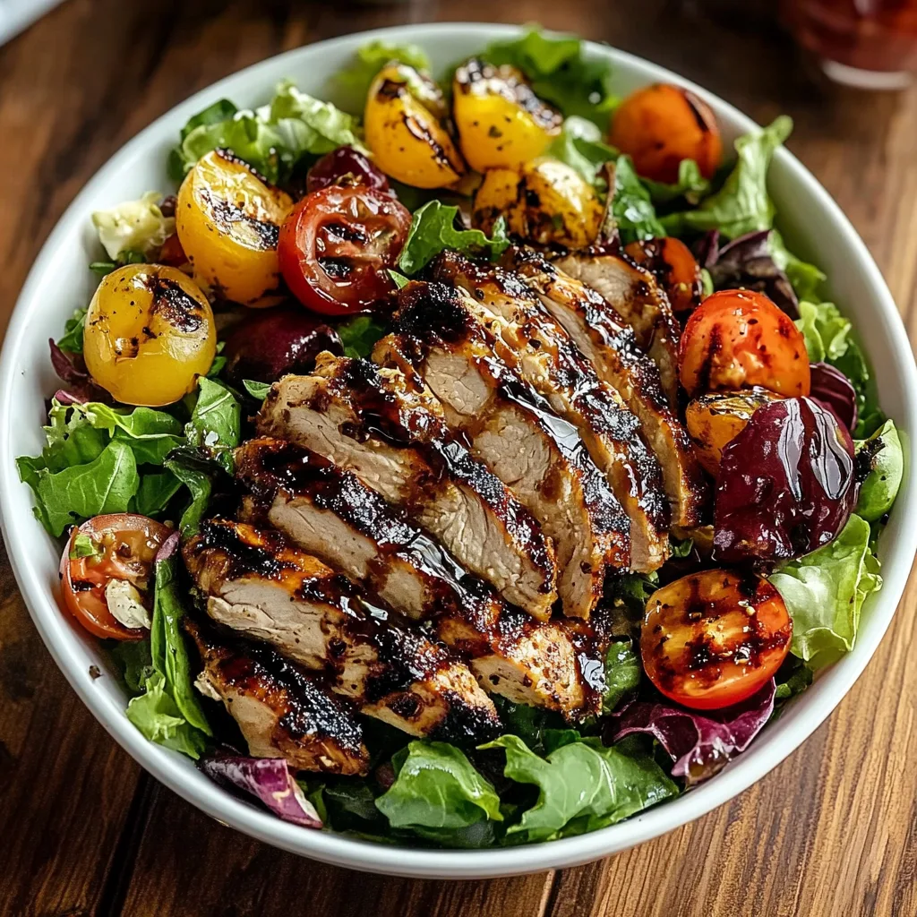 Balsamic Grilled Chicken Salad with Fresh Greens and Crispy Cucumber