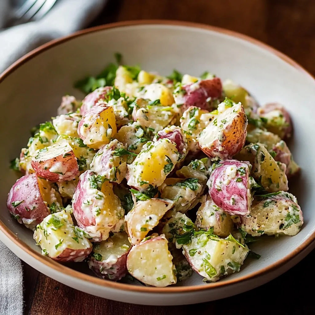 Creamy Herb-Infused Red Potato Salad with Tangy Mustard Dressing
