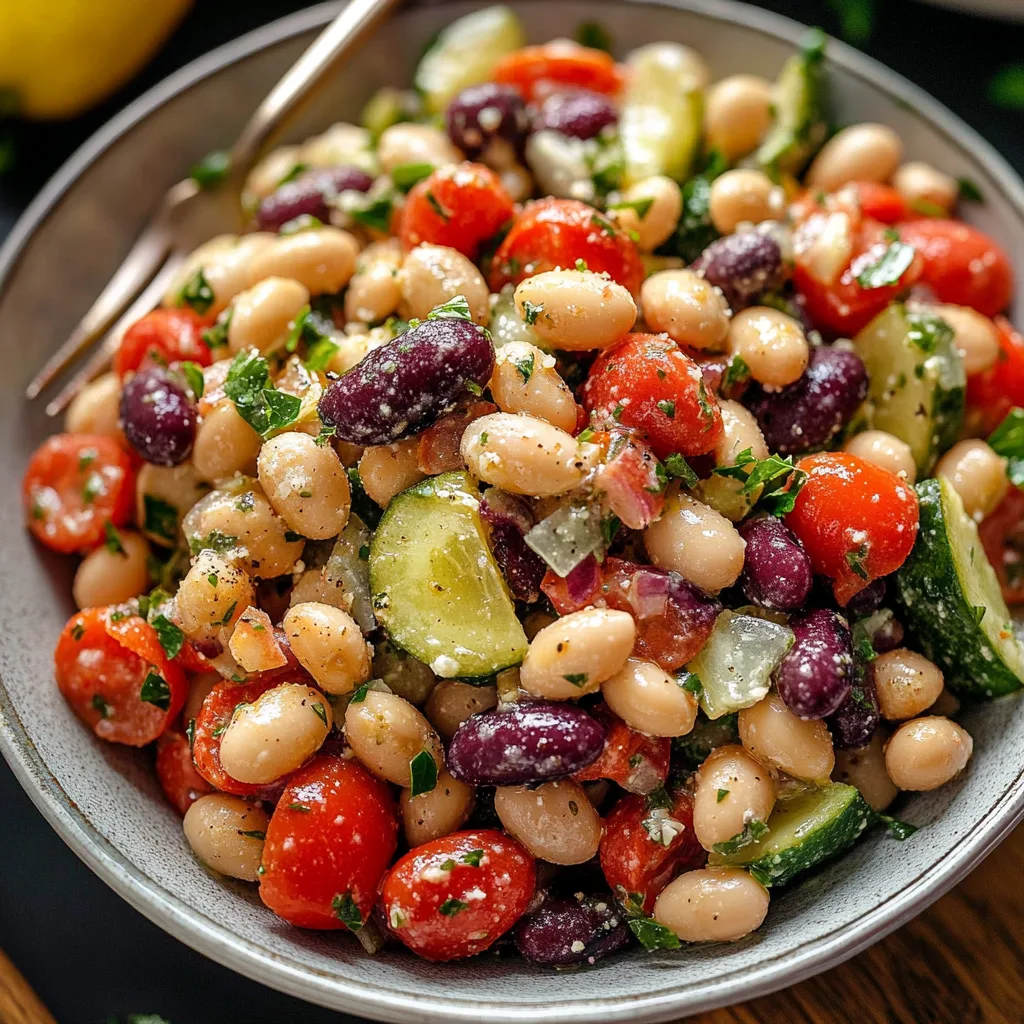 Greek Bean Salad with Lemon Marinated Beans