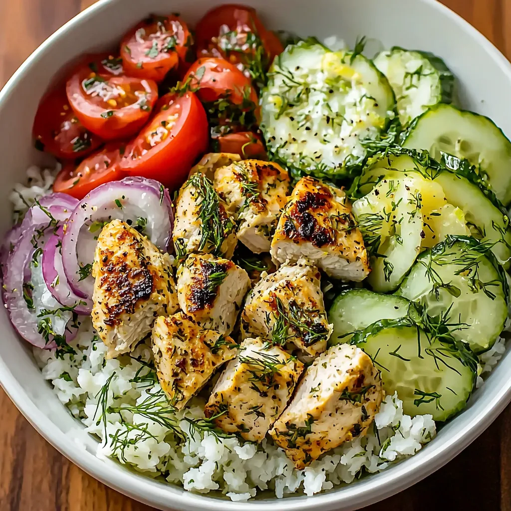High Protein Mediterranean Lemon-Dill Chicken Bowls – Easy &amp; Meal Prep Friendly