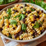 Healthy Black Bean and Corn Pasta Salad with Lime Greek Yogurt Dressing