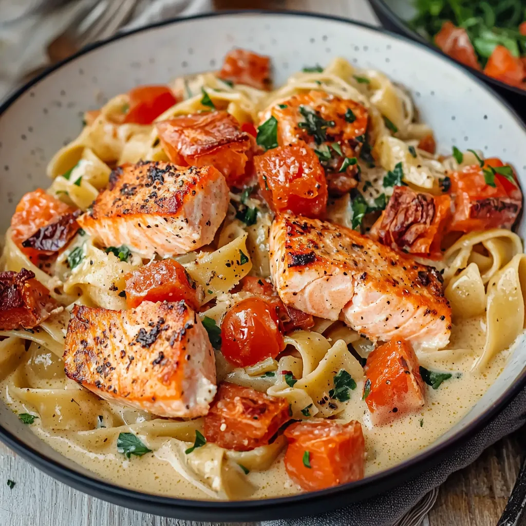 Healthy and Creamy Tuscan Salmon Pasta