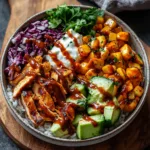 High Protein BBQ Chicken Bowls with Roasted Sweet Potatoes