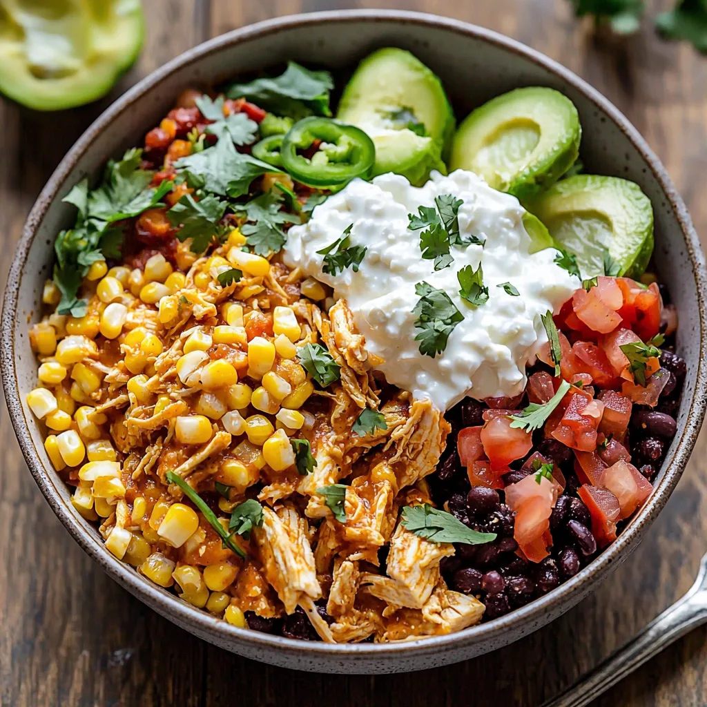 High-Protein Chicken Cottage Cheese Enchilada Bowls