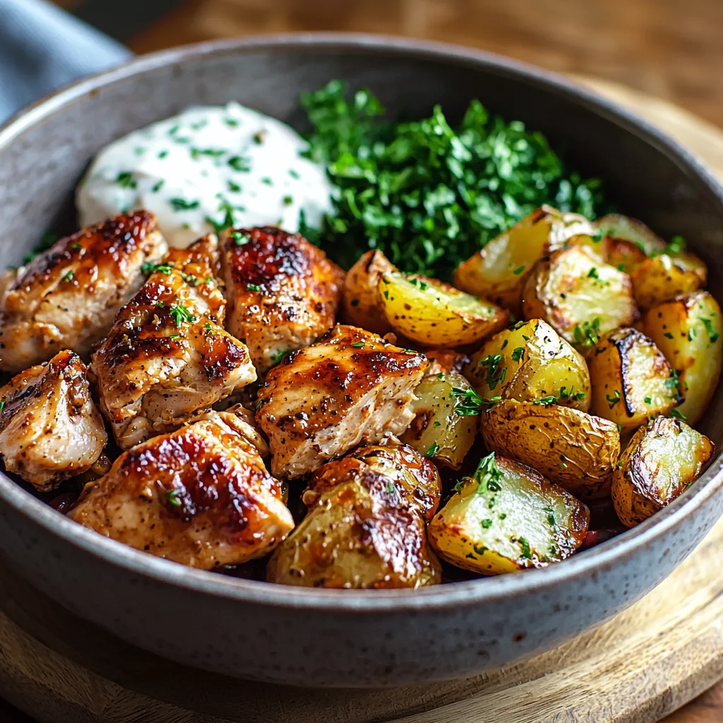 Skinny Chicken and Roasted Potato Bowl
