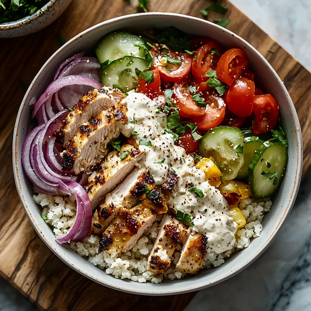 Greek Chicken Bowls with Tahini Feta Sauce