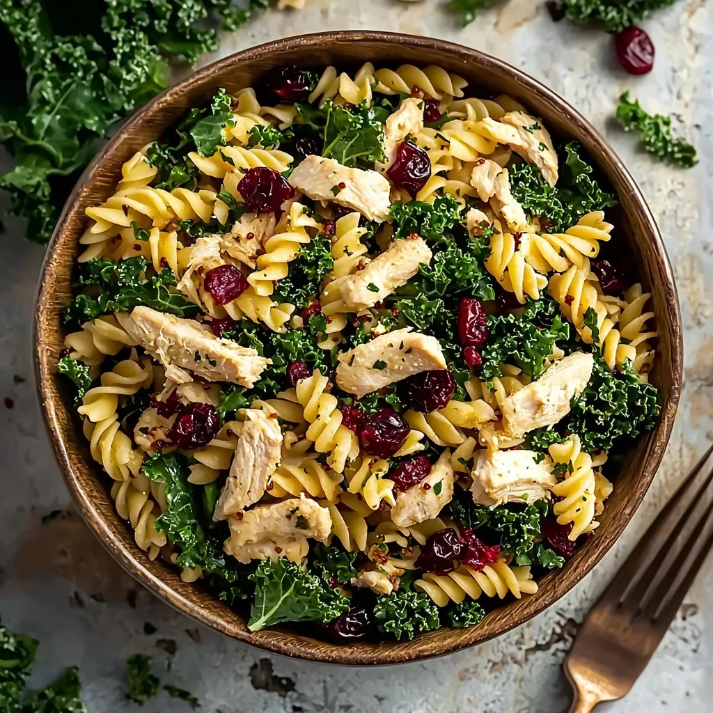 Cranberry Kale Chicken Pasta Salad