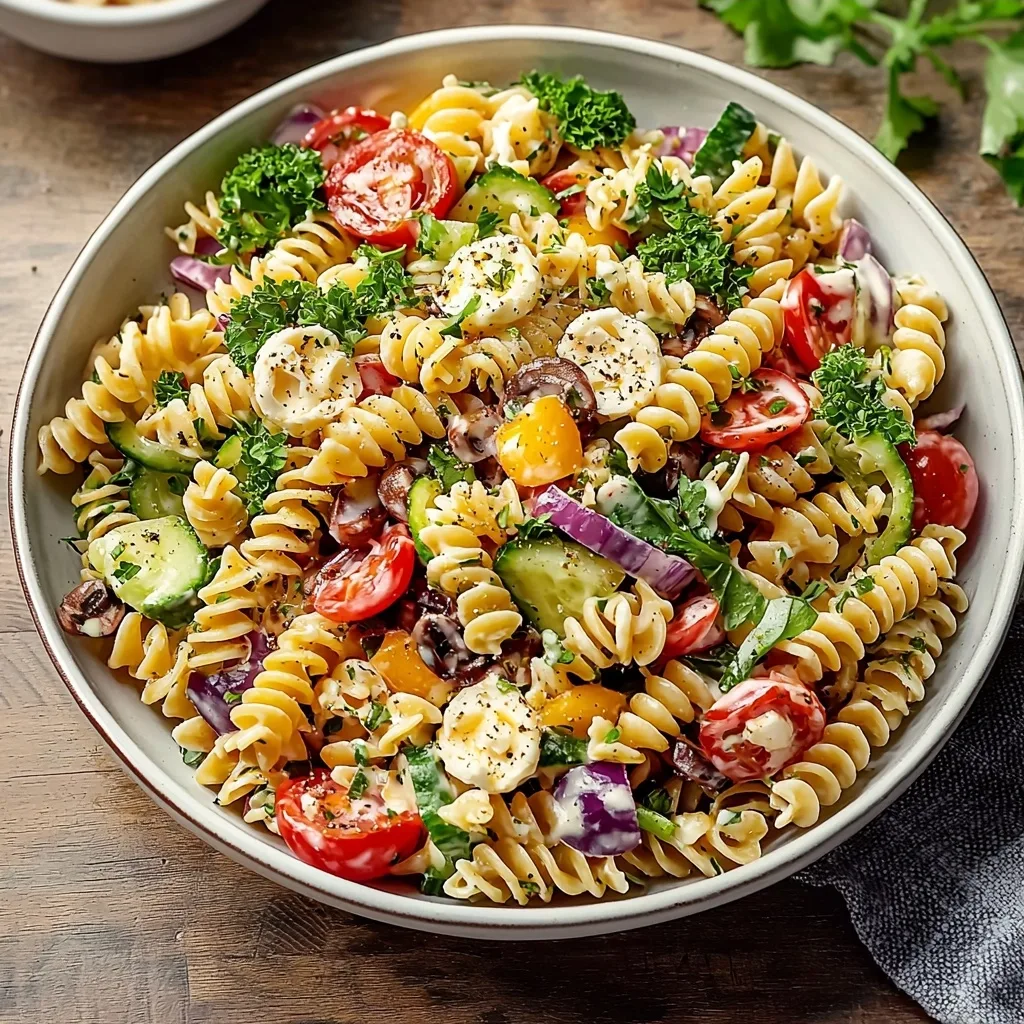 Healthy High Protein Pasta Salad No Mayo