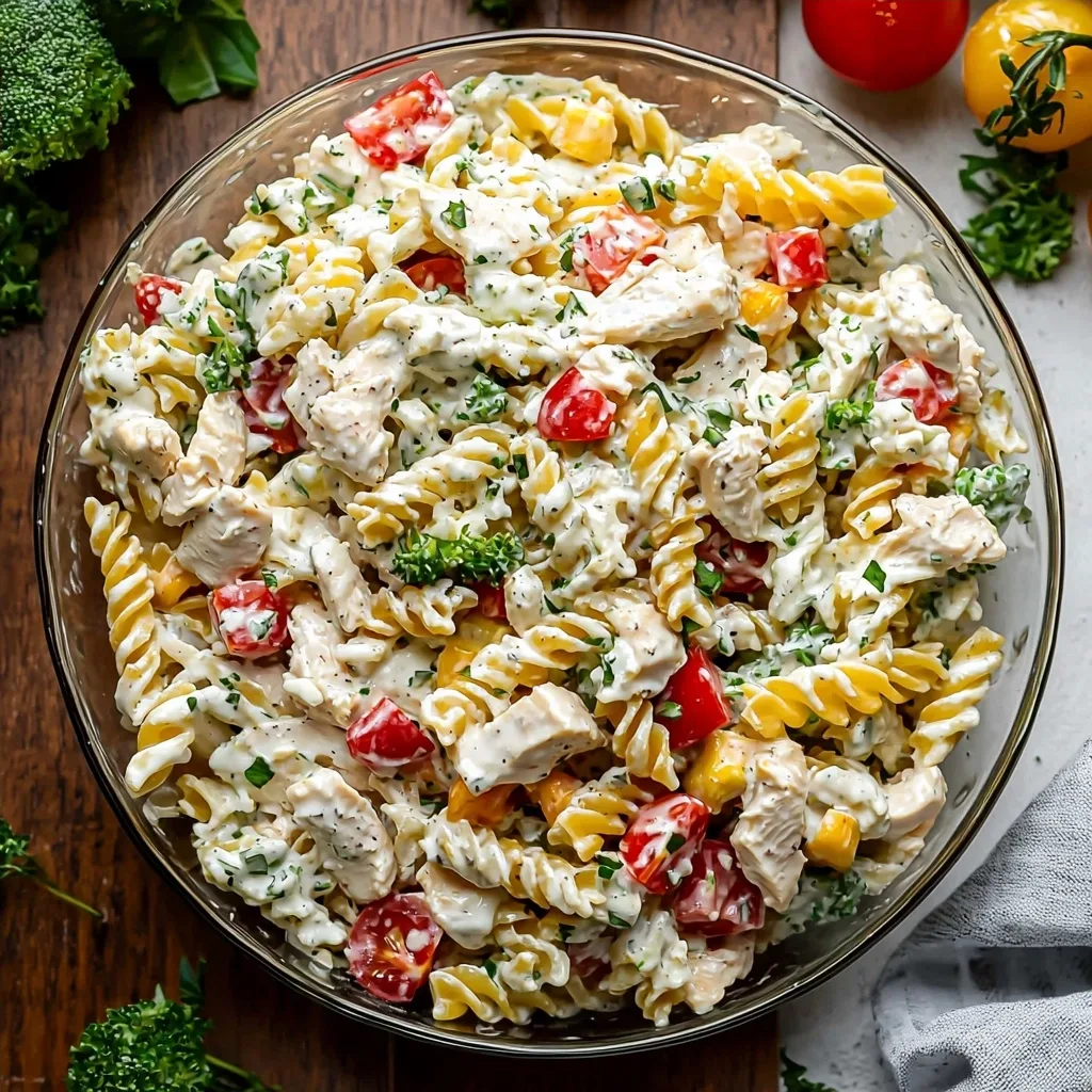 Chicken Pasta Salad with Creamy Greek Yogurt Dressing