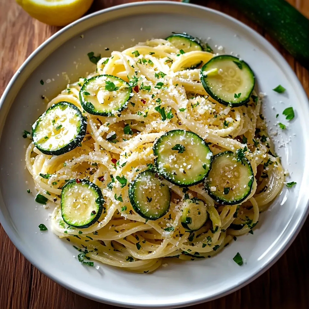 Pasta with Zucchini Lemon Garlic Sauce