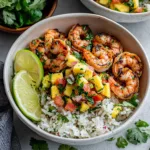 Shrimp Bowls with Coconut Cilantro Lime Rice & Pineapple Salsa