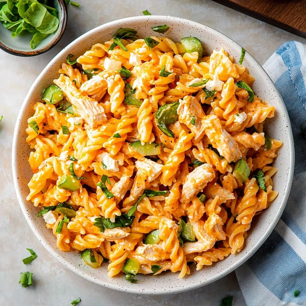 Easy Buffalo Chicken Pasta Salad