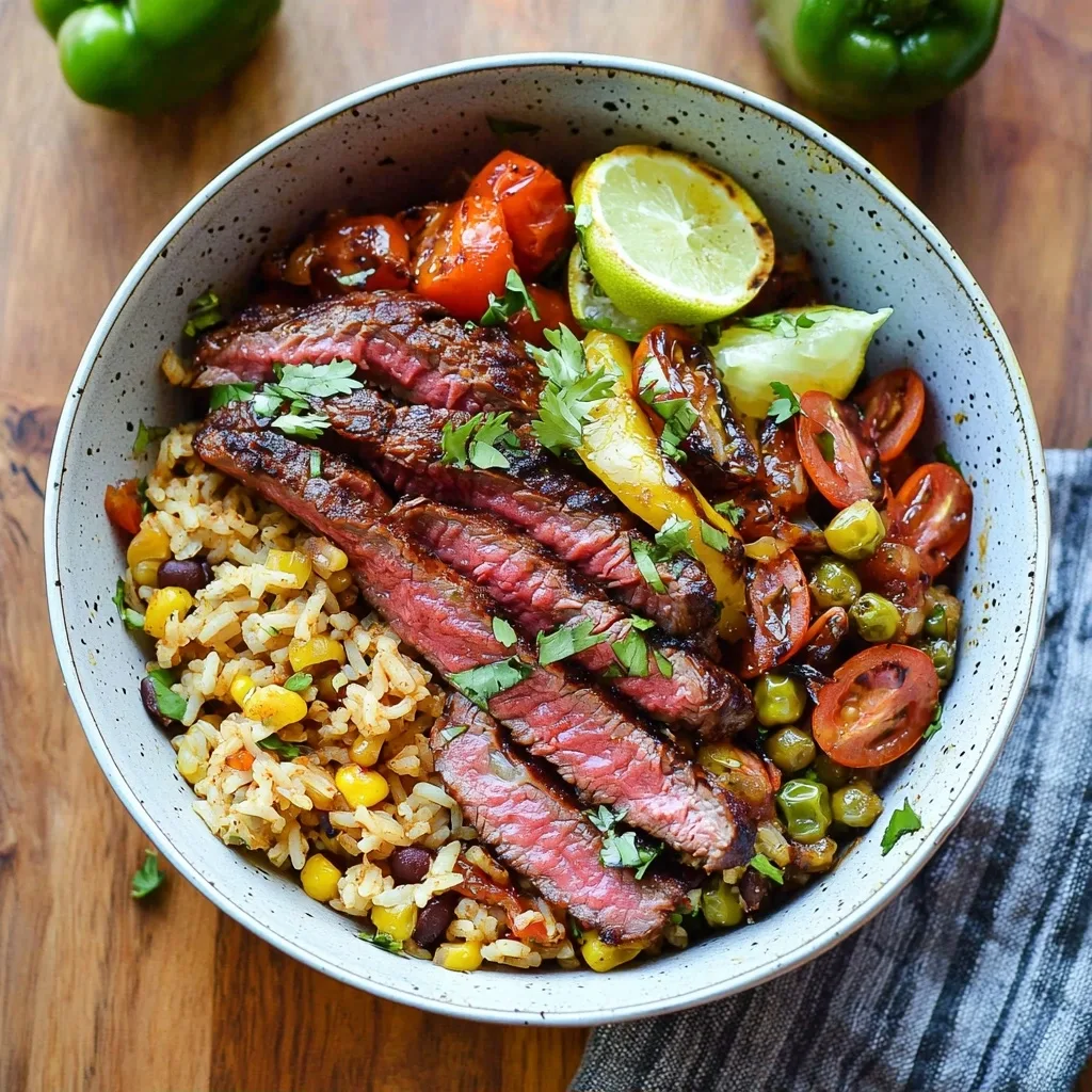 Grilled Chipotle Steak Fajita Rice Bowl