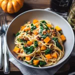 Pumpkin, Spinach and Walnut Spaghetti