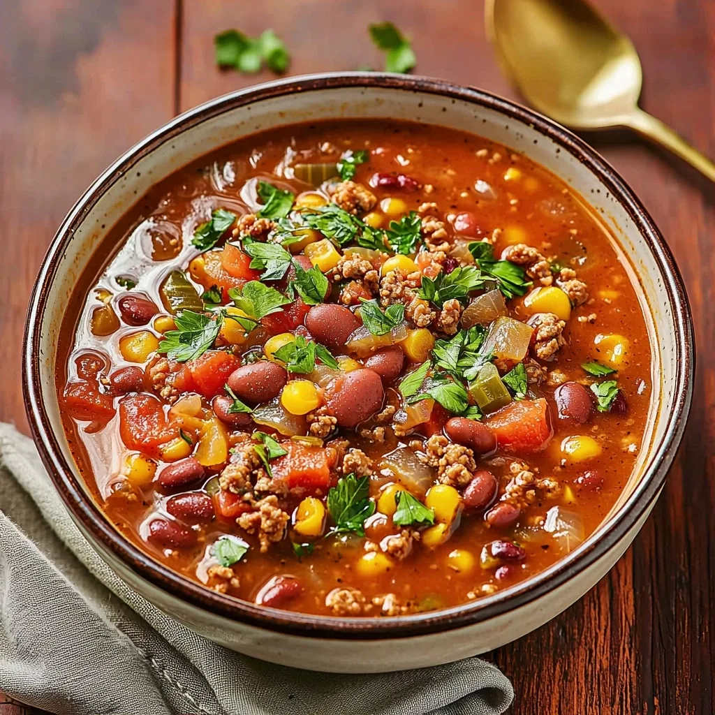 Easy Cowboy Soup with Ground Beef and Beans