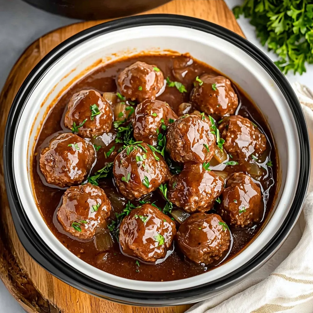 Easy Slow Cooker Salisbury Steak Meatballs