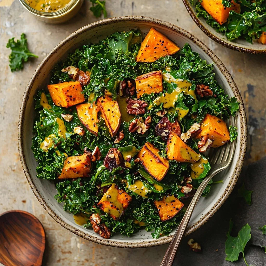 Sweet Potato Kale Salad with Maple Mustard Dressing