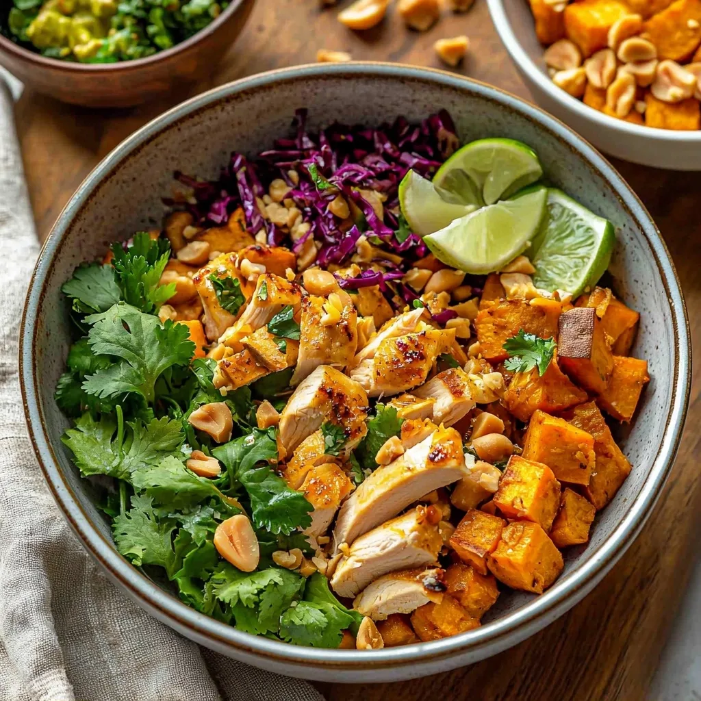 Thai-Inspired Sweet Potato Peanut Bowl With Chicken