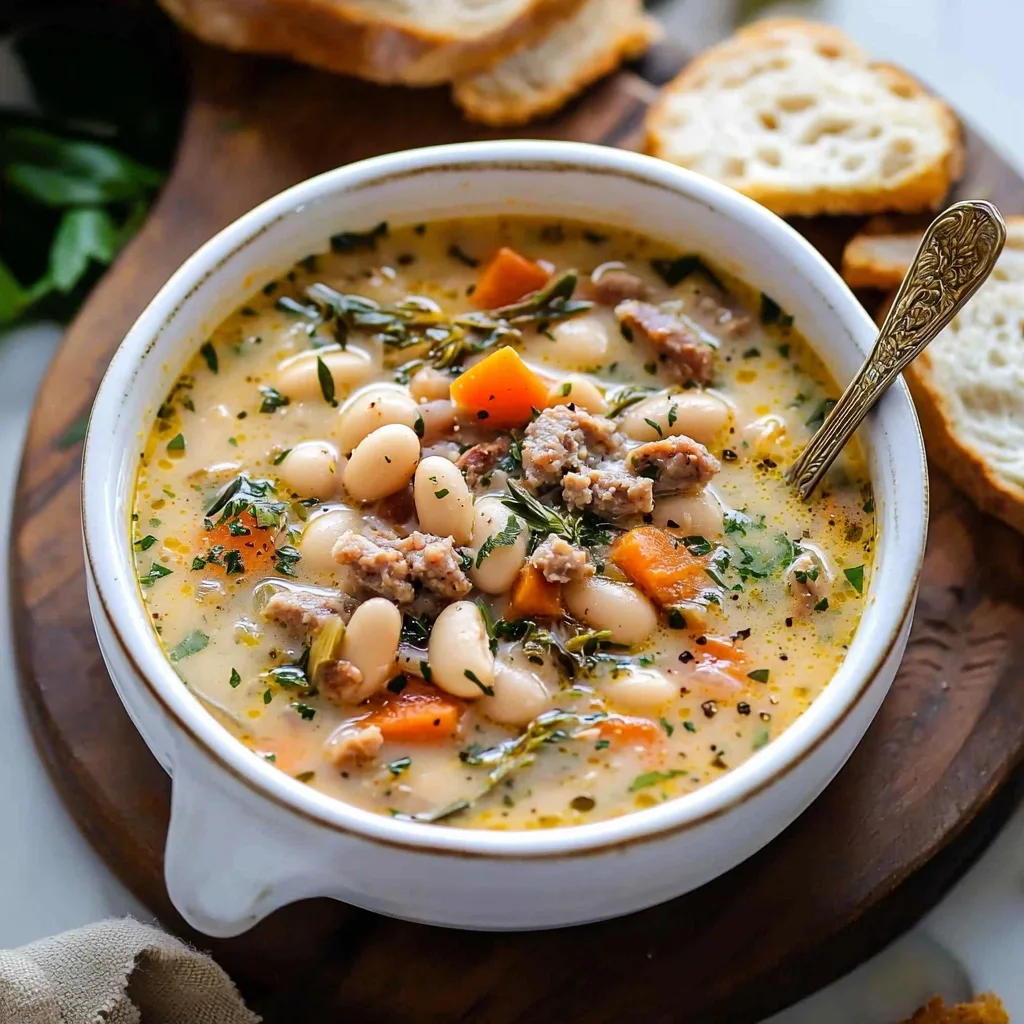 Epic Creamy Tuscan White Bean Soup with Sausage