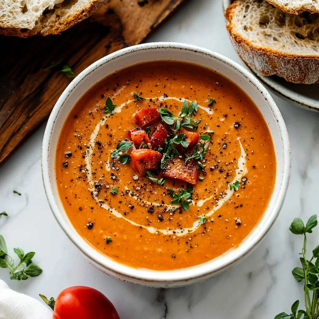 Quick Creamy Roasted Red Pepper Soup (25 Minutes)