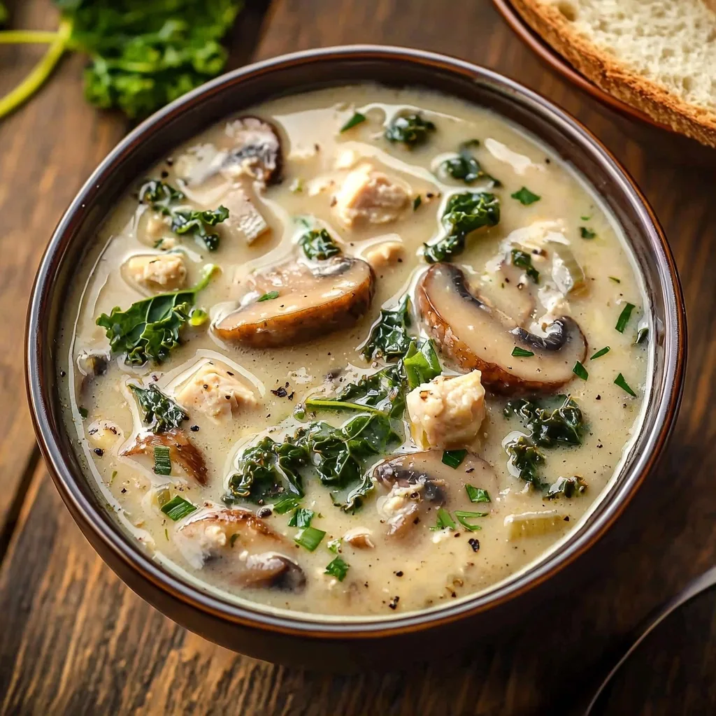 Creamy Mushroom Kale Turkey Soup
